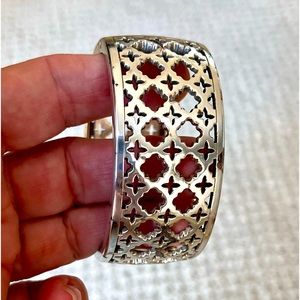 Brighton Silver Plated Large Wide Hinged Bangle Bracelet Magnetic Closure